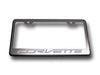 C7 Corvette Stingray License Plate Frame - Stainless Steel Overlay & Carbon Fiber "CORVETTE" Script