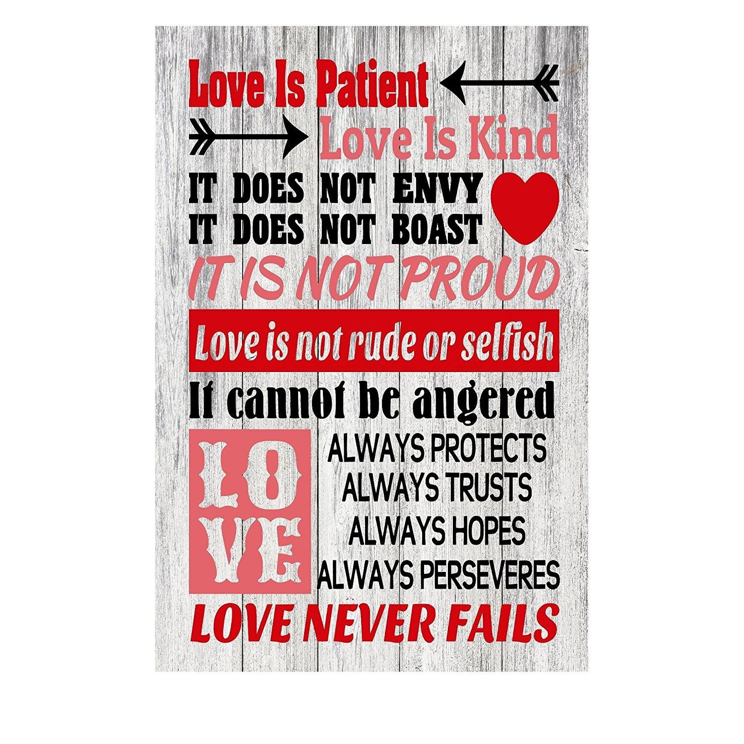 Love Love Love Love Red Rustic Metal Sign - 12" x 8"