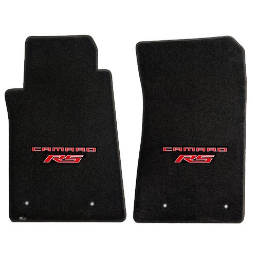 Fits 2010-2015 Camaro Ebony Black Ultimat 2pc Floor Mats - Red CAMARO RS Logos-SR1 Performance