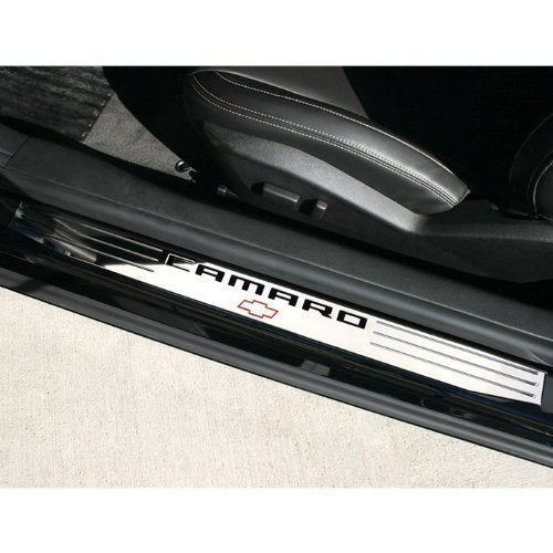 Camaro Door Sill Plates - Billet Aluminum : Chrome (Bowtie Logo)-SR1 Performance