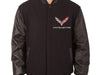 C7 Corvette Reversible Wool Varsity Style Jacket w/Leather Sleeve - Black