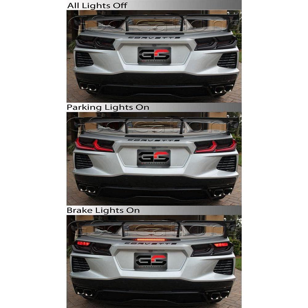 Corvette Rear Tail Light Molded Rear Blackout Smoked Covers : C8 Stingray, Z51-SR1 Performance