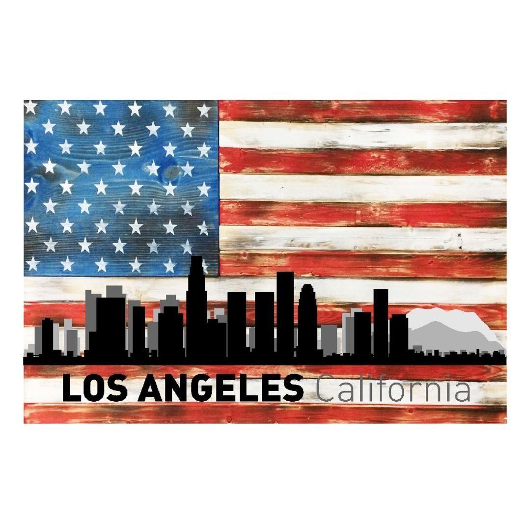 Chicago Illinois City Skyline USA Flag Metal Sign Home Decor - 12" x 8"-SR1 Performance
