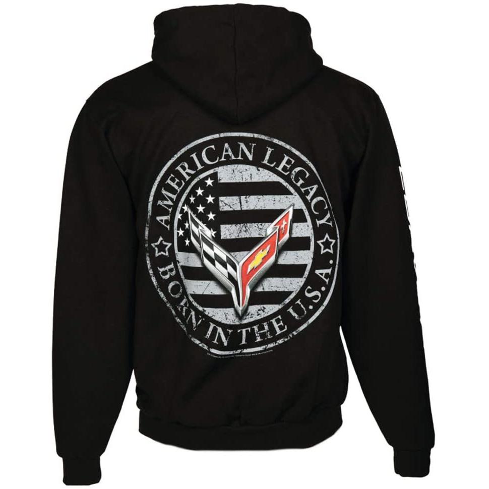 C8 Corvette Born in The USA American Legacy Zip Up Hoodie Jacket - Black-SR1 Performance
