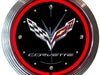 C7 Corvette Clock - 15" Neon Wall Clock with C7 Crossed Flags Logo