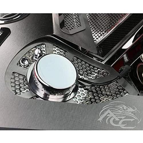 C8 Corvette Perforated Shock Tower Cover Inserts w/Chrome Cap 2Pc : Polished/Brushed Stainless Steel-SR1 Performance