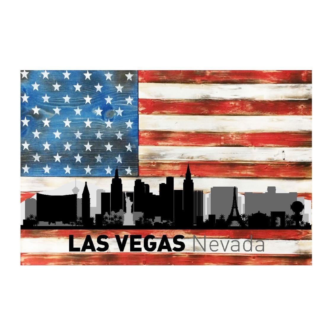Chicago Illinois City Skyline USA Flag Metal Sign Home Decor - 12" x 8"-SR1 Performance