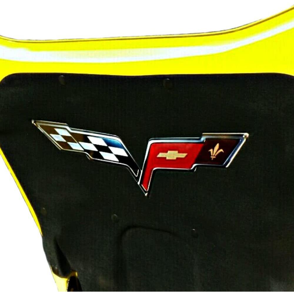 C6 Corvette Crossed Flag Metal Underhood Emblem Sign-SR1 Performance