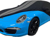 2012-2024 Porsche 911 Coupe/Carrera/Targa/Turbo GTS/Cayman/Boxster Ultraguard Stretch Satin Indoor Car Cover : Sport Series - Black with Dark Gray Stripes