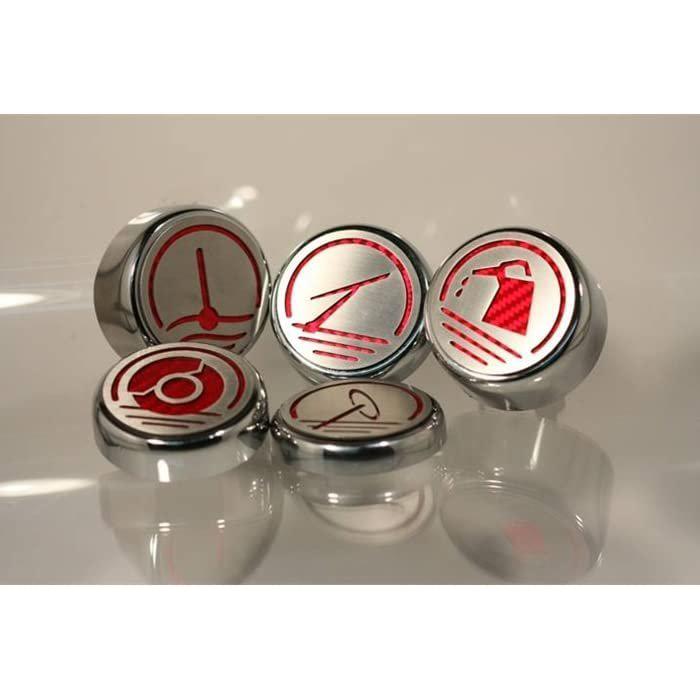 2010-2015 Camaro Engine Cap Covers - Stainless Steel / Carbon Fiber Executive Series (5 Pc Set) RED-SR1 Performance