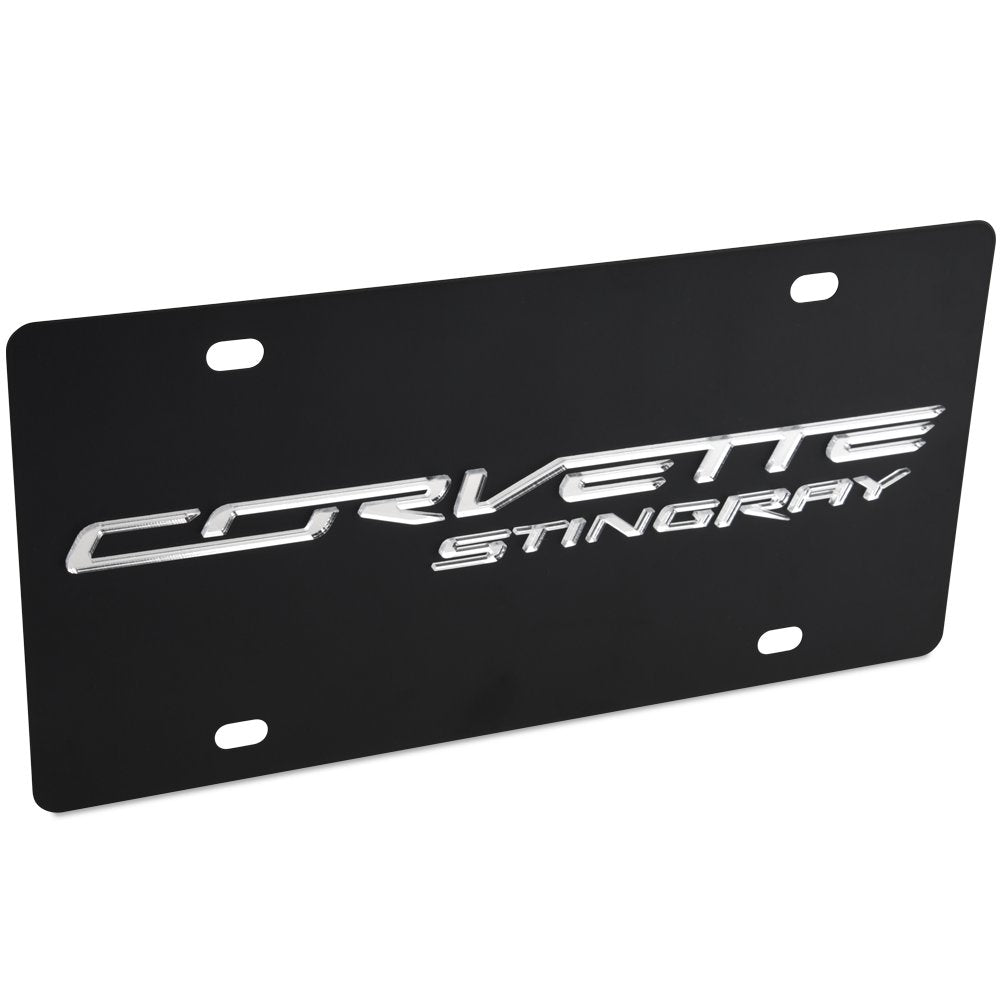 C7 Corvette Stingray License Plate - Black Stainless Steel-SR1 Performance