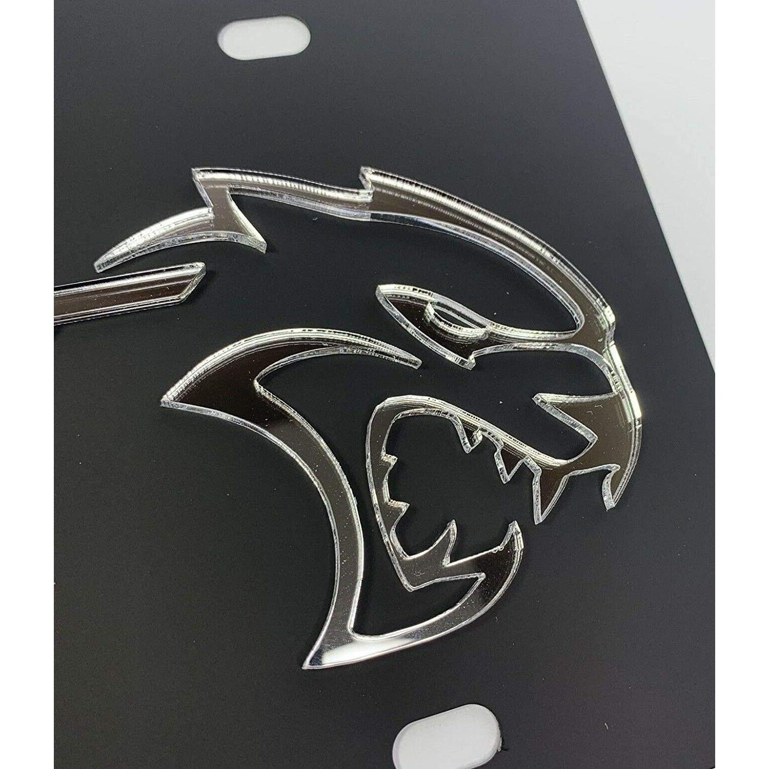 SRT Hellcat Carbon Steel License Plate with Mirrored Logos-SR1 Performance