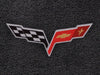 2005-2007.5 C6 Corvette Lloyd Ultimat Floor Mats - Ebony with Crossed Flags Logo (Post Style)