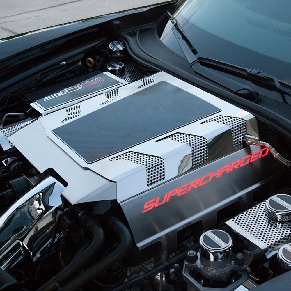 Corvette Supercharged Fuel Rail Covers - Illuminated - Stainless Steel : C7 Z06-SR1 Performance