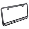 Jeep Grand Cherokee License Plate Frame - Black with Mirrored Script