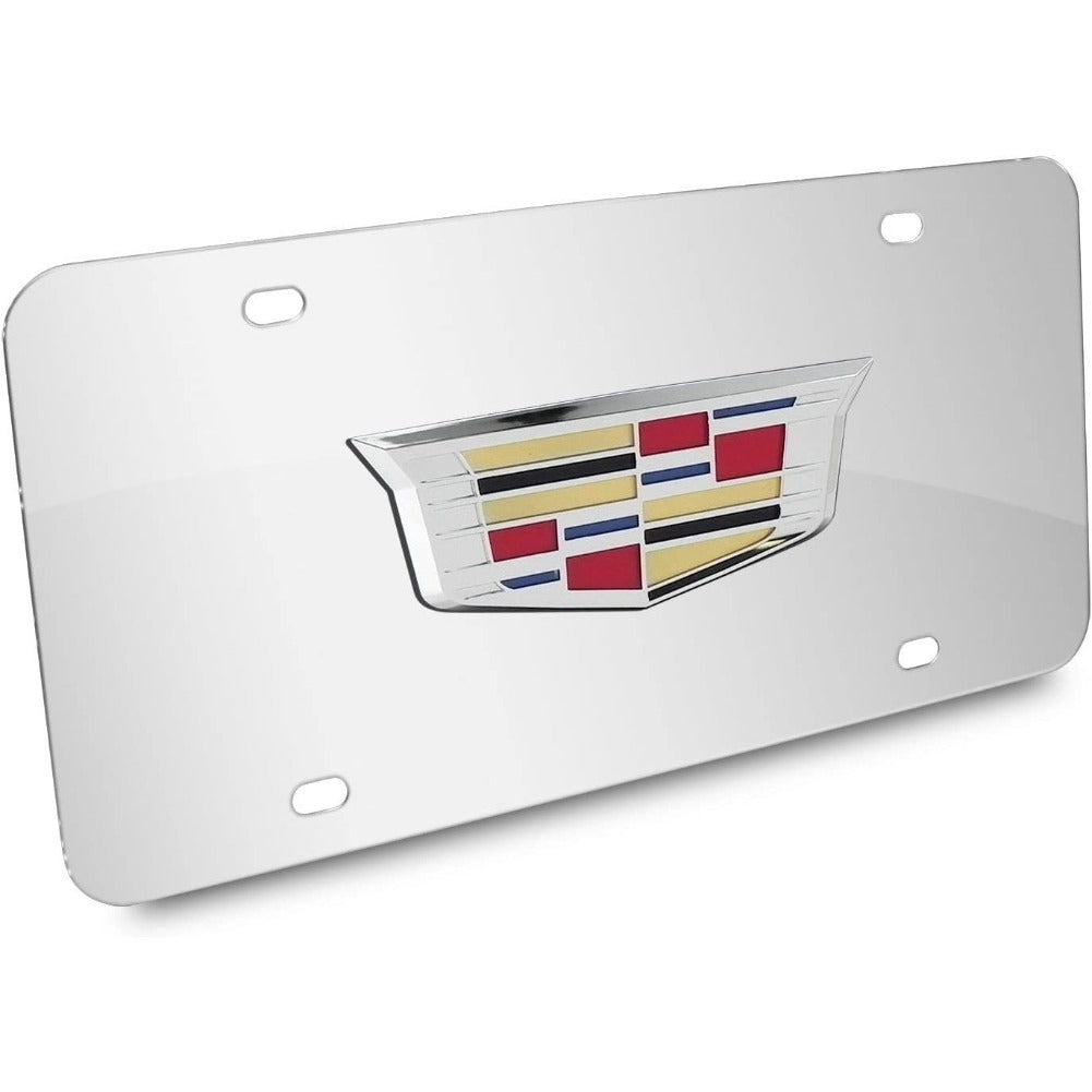 Cadillac New Crest Stainless Steel Chrome License Plate with 3D Chrome Logo