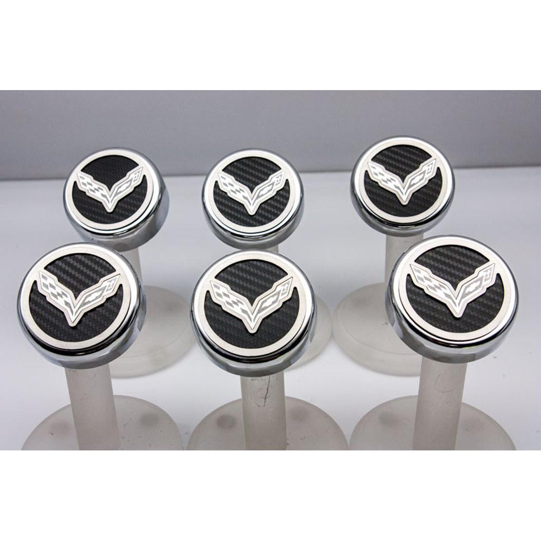 American Car Craft 053014-GRN Green Carbon Fiber Fluid Cap Cover Set, 6 Piece (Corvette Flag Emblem)-SR1 Performance
