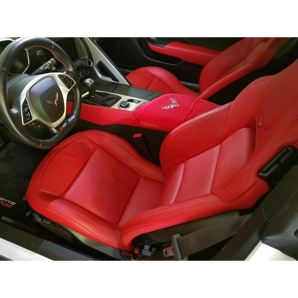 Corvette C7 Console Cover with Crossed Flags Logo - Red-SR1 Performance