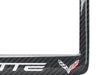 C7 Corvette Carbon Fiber License Plate Frame - Light Gray Corvette Script with Flags Logo