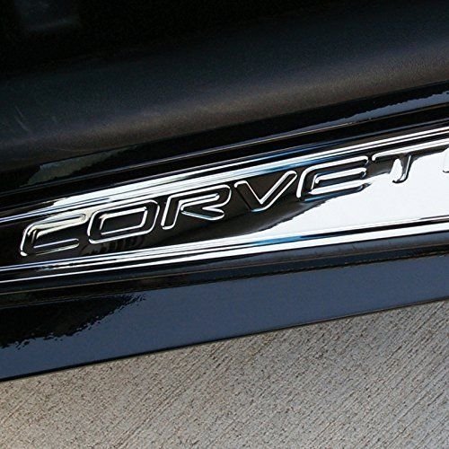 Corvette Door Sill Plates - Billet Chrome with 50th Anniversary Logo : C5 & Z06-SR1 Performance