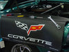 C6 Corvette Fender Grip Cover - Black with Crossed Flags Logo