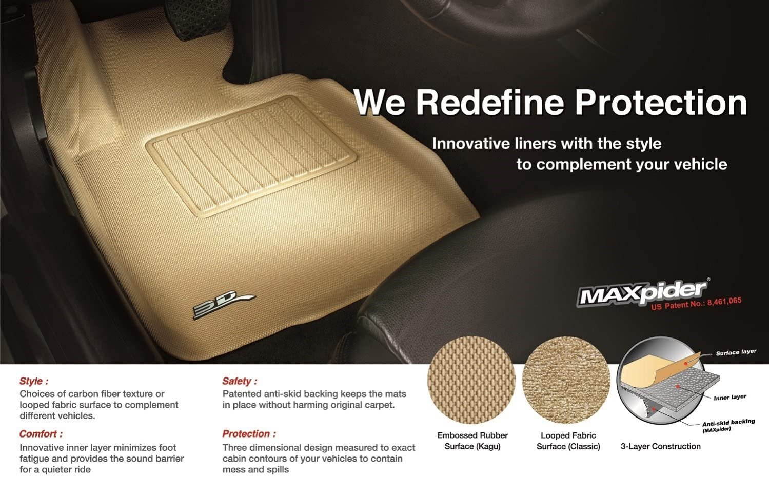 3D MAXpider Custom Fit All-Weather Cargo Liner for Select Audi Q7 Models - Kagu Rubber