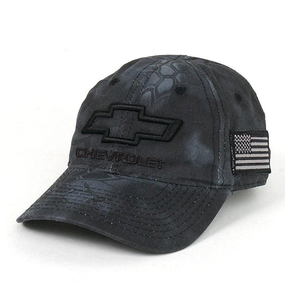 Chevrolet 3D Bowtie Tactical Camo Cap with USA Embroidered Flag Hat