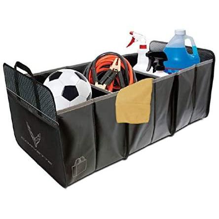 C8 Corvette Trunk Caddy Collapsible Cargo Organizer with Crossed Flags Logo-SR1 Performance