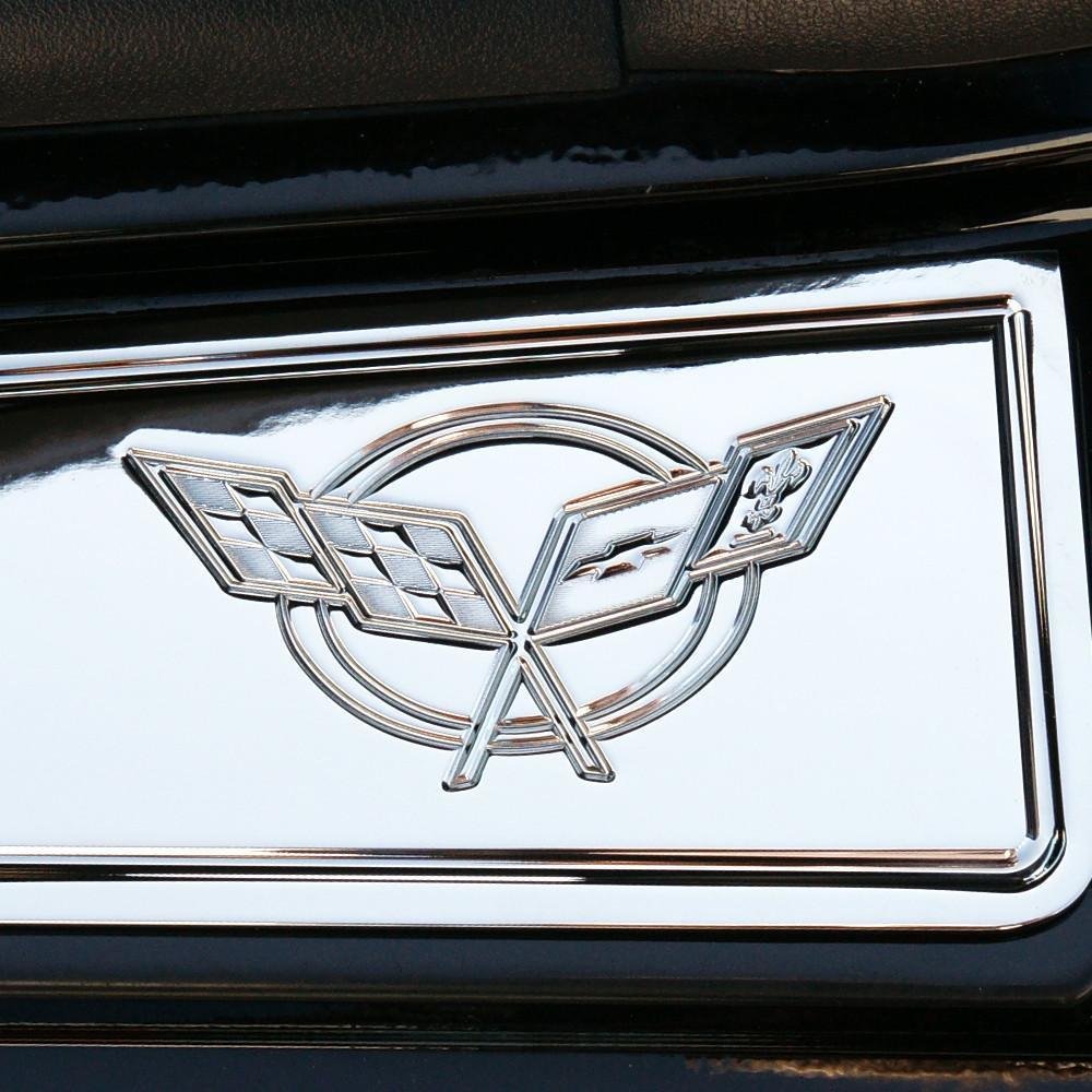Corvette Door Sill Plates - Billet Chrome with C5 Logo : C5 & Z06-SR1 Performance