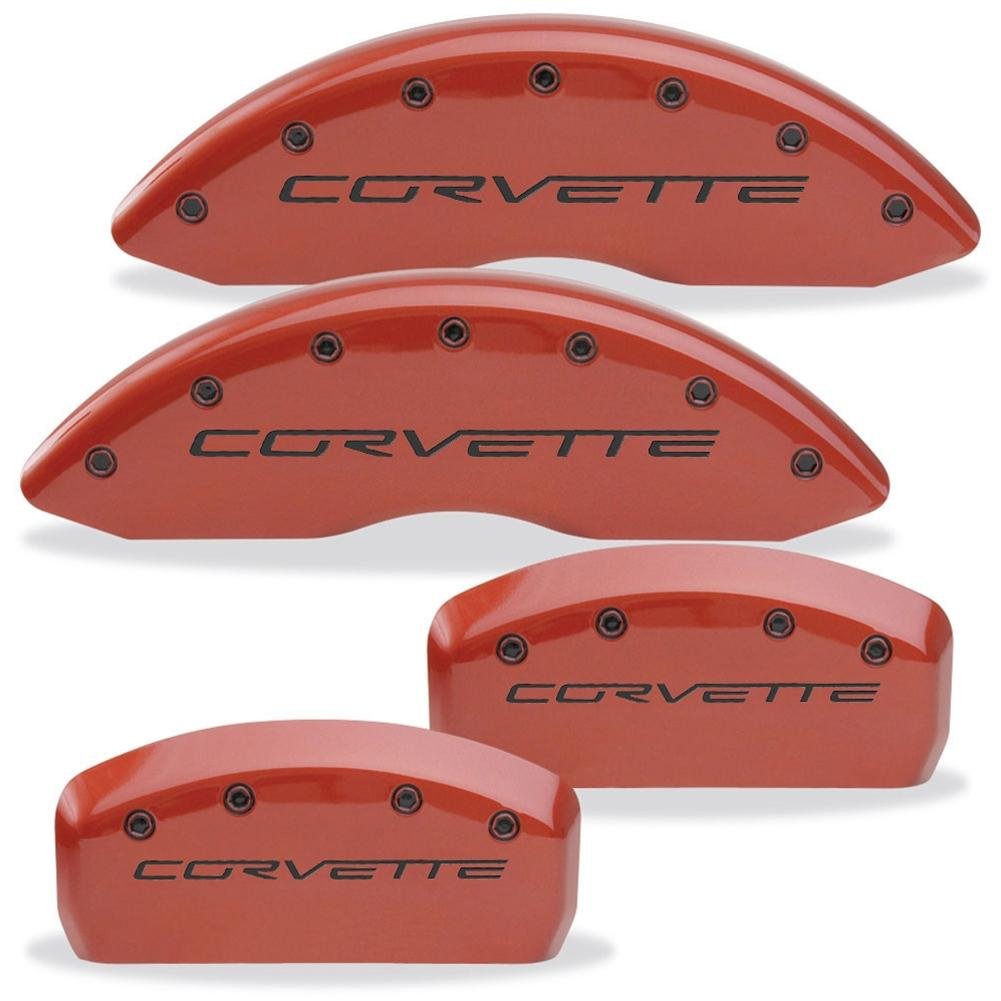 Corvette Brake Caliper Cover Set (4) - Body Color Matched with Black Bolts and Script : 2005-2013 C6 only