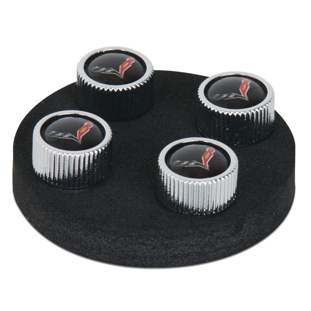 Corvette Valve Stem Cap - Black - 4 Pieces C7-SR1 Performance