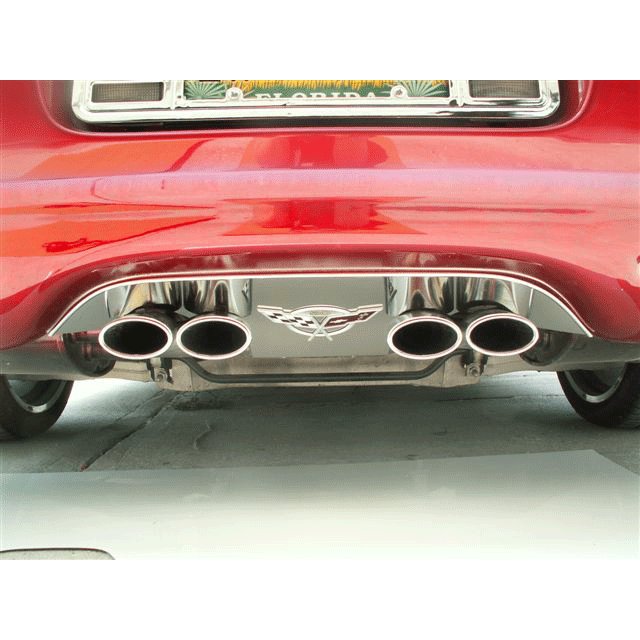 C5 Corvette Exhaust Port Filler Panel - Polished Stainless w/ 50th Anniversary