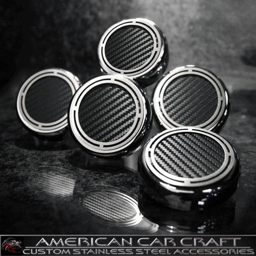 Corvette Engine Cap Set 5 Pc. - Stainless Steel w/ Carbon Fiber : 1997-2013 Automatic C5 & C6-SR1 Performance