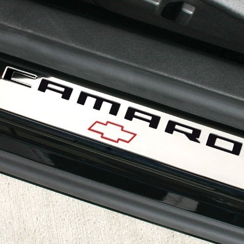 Camaro Door Sill Plates - Billet Aluminum : Chrome (Bowtie Logo)-SR1 Performance