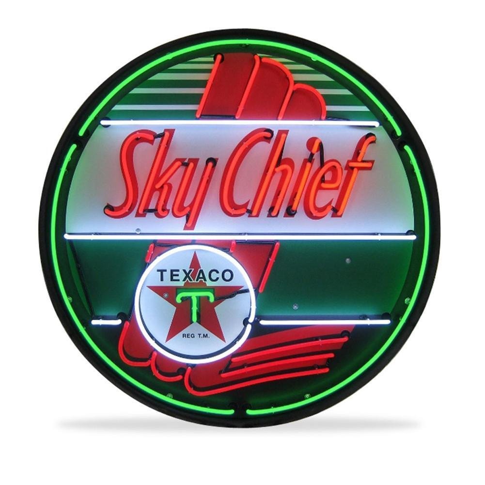 Texaco Sky Chief Neon Sign in a Metal Can : 36in