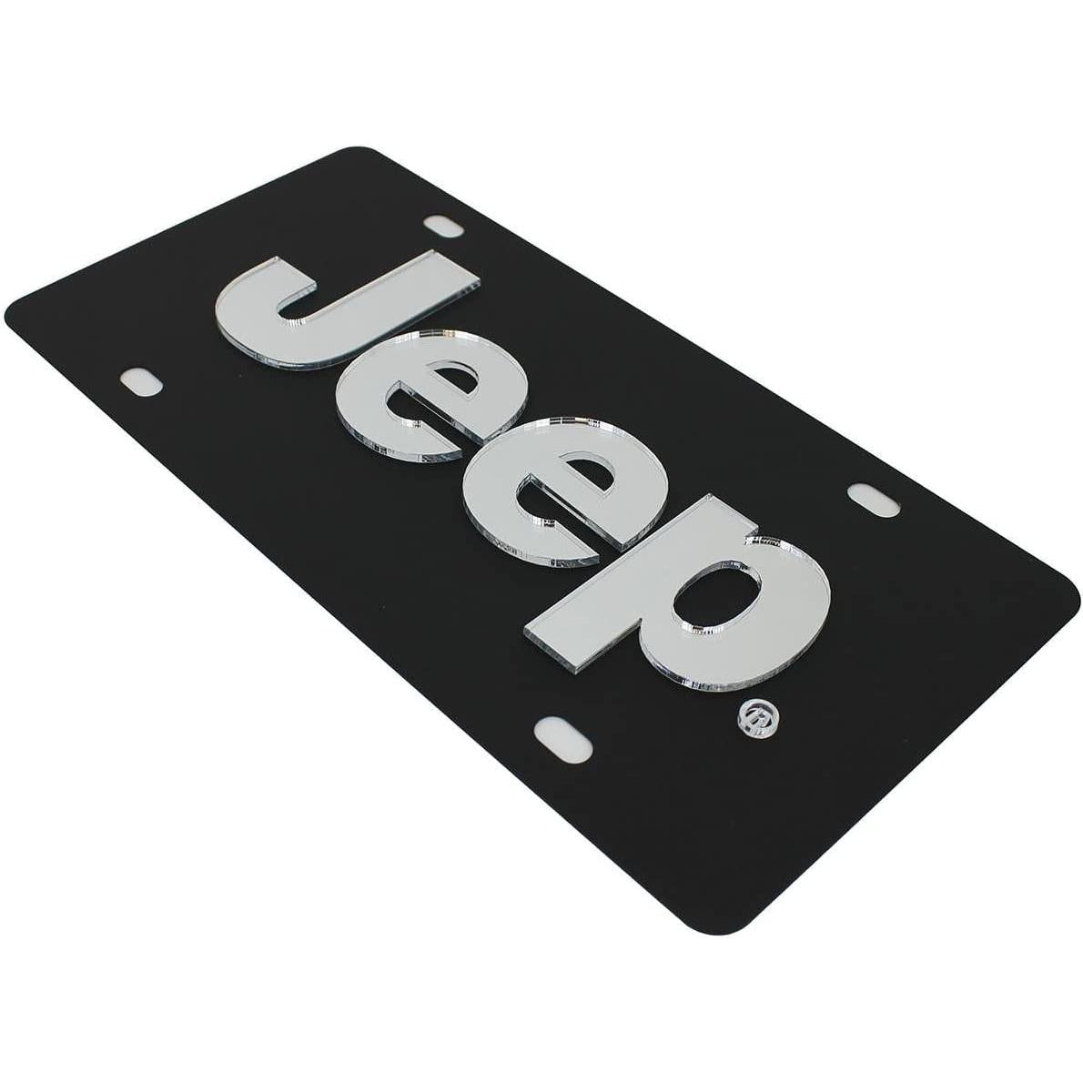Jeep Carbon Steel License Plate - Black with Mirrored Logo-SR1 Performance