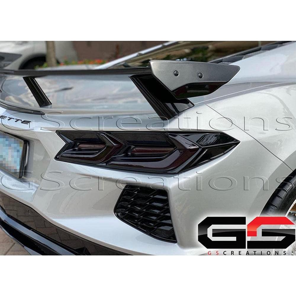 Corvette Rear Tail Light Molded Rear Blackout Smoked Covers : C8 Stingray, Z51-SR1 Performance