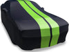 2008-2023 Dodge Challenger Ultraguard Stretch Satin Indoor Car Cover : Sport Series - Black with Green Stripes