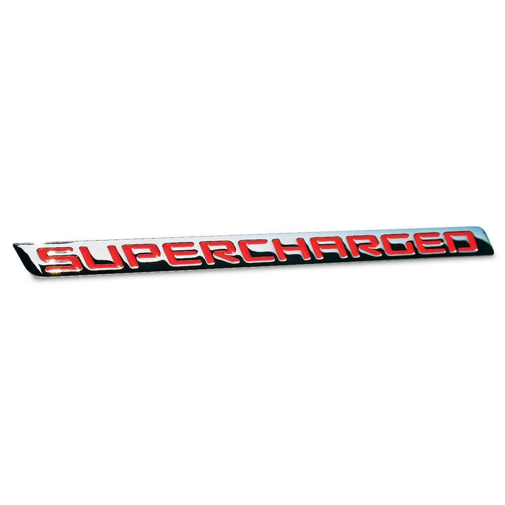 Billet Chrome Supercharged Badge - Black-SR1 Performance