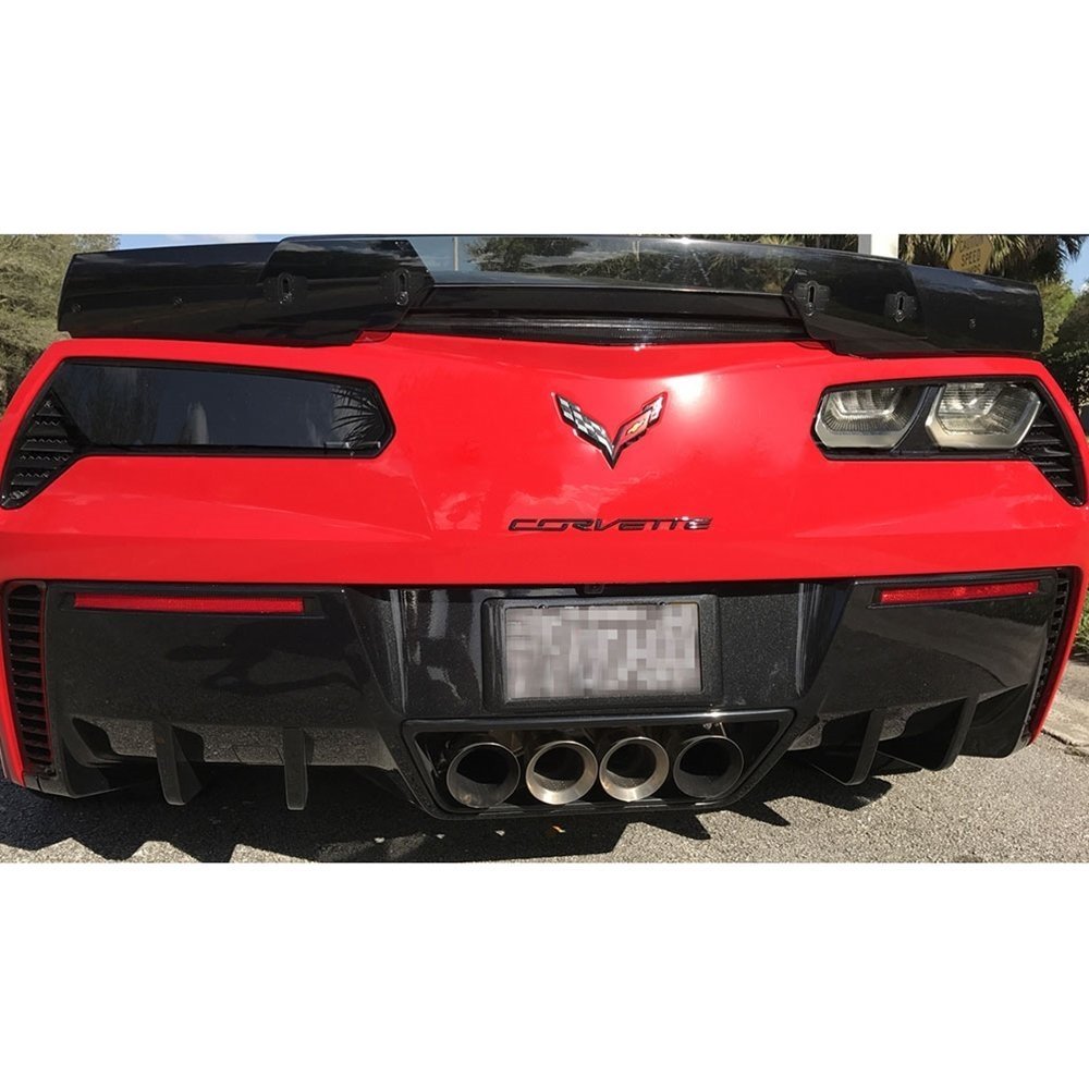Corvette Flat Rear Tail Light Blackout Lens Kit - Smoked Acrylic - 2Pc. : C7 Stingray, Z51, Z06, Grand Sport-SR1 Performance