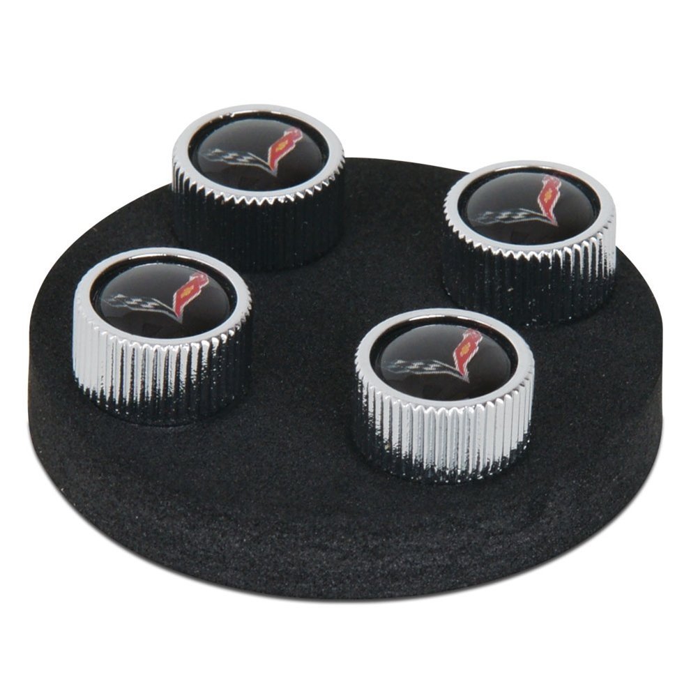 Corvette Valve Stem Cap - Black - 4 Pieces C7-SR1 Performance