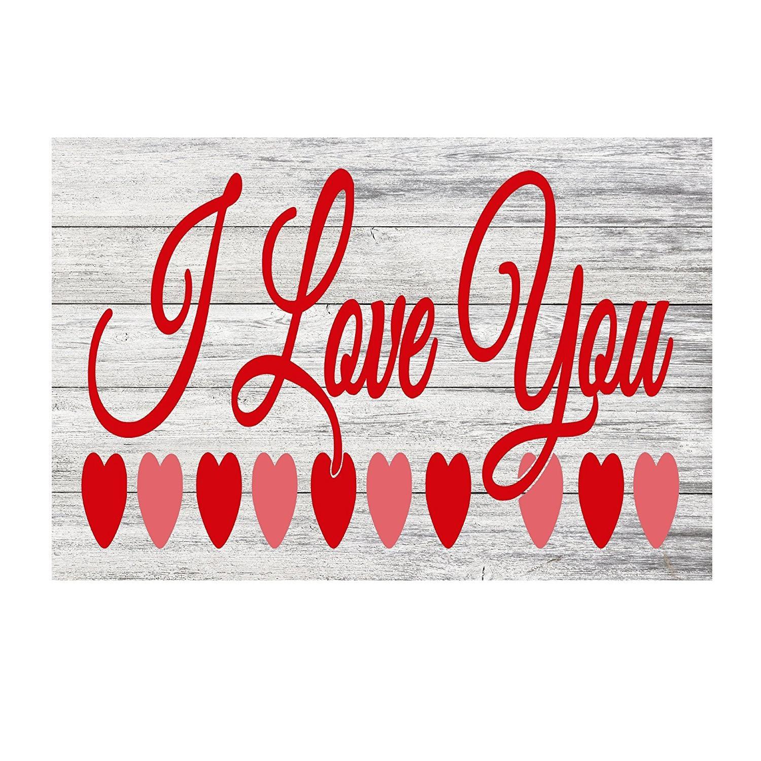 Love Love Love Love Red Rustic Metal Sign - 12" x 8"