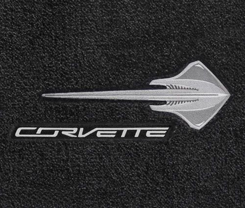 Lloyd Mats Ultimat C7 Corvette STINGRAY Logo & CORVETTE Script Silver On Black Floor Mats (2014-2015-2016)