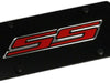 Camaro SS License Plate - Black Laser Acrylic with Red Logo