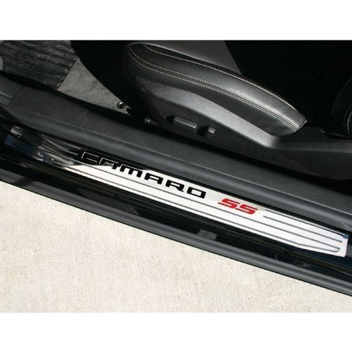 Camaro Door Sill Plates - Billet Aluminum : Chrome (Bowtie Logo)-SR1 Performance