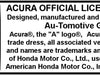 Acura License Plate - Chrome Logo on Black Plate
