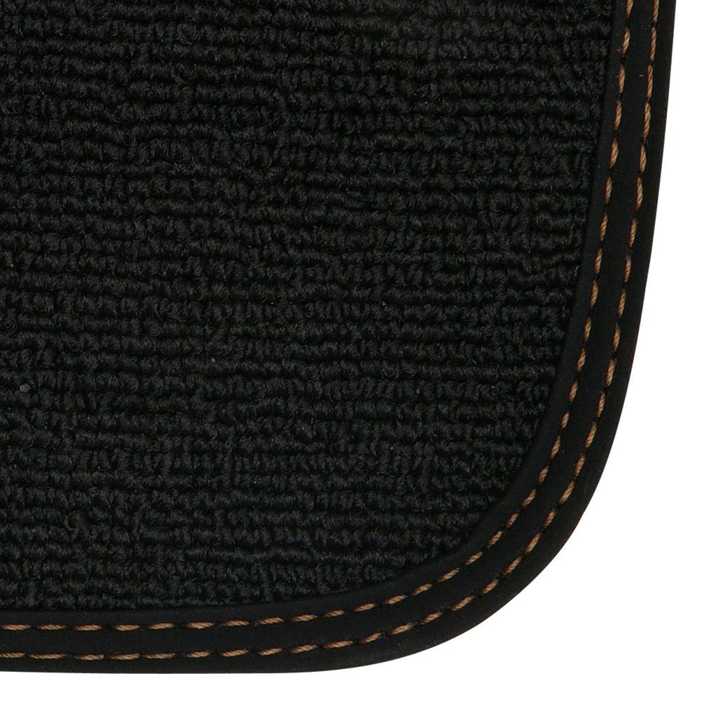 C7 Corvette Floor Mats - Black w/Stingray Logo and Tan Border Stitching