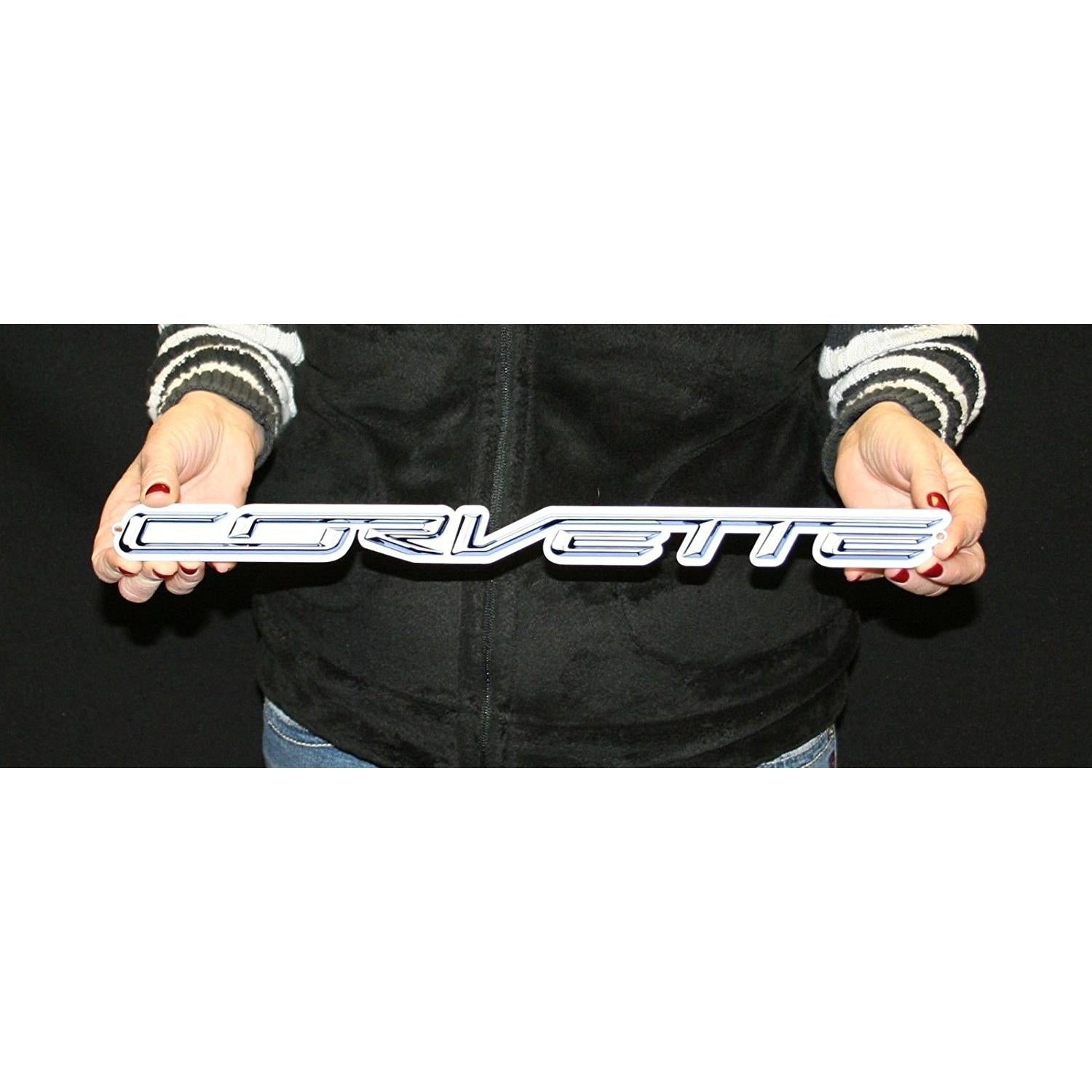 C7 Stingray "CORVETTE" Script Metal Sign Wall Emblem - 18" x 2"