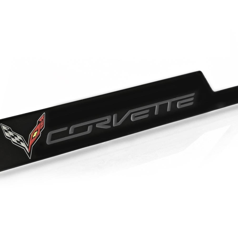 C7 Corvette Stingray Open Corner License Plate Frame - Polished Black-SR1 Performance