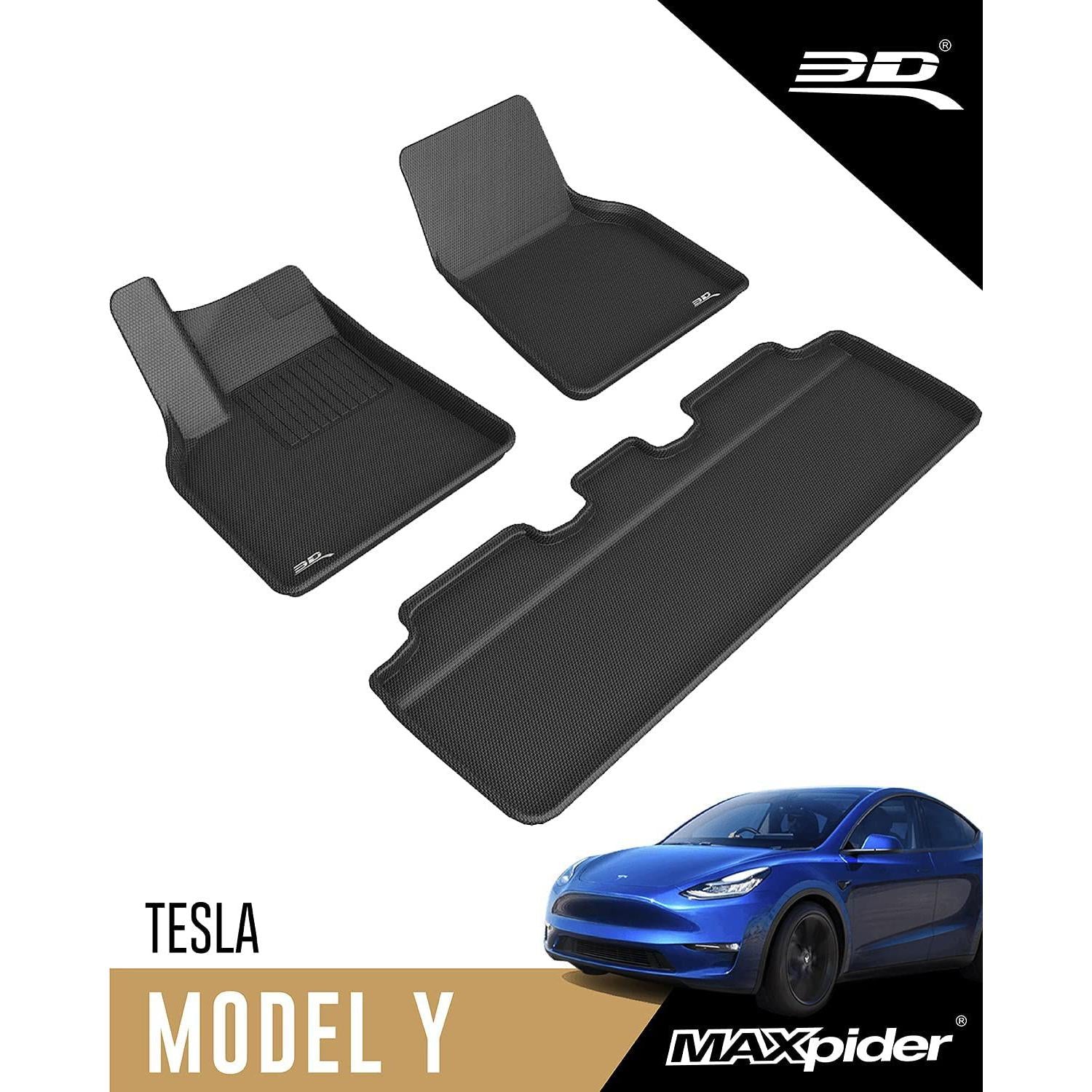 2021-2022 Tesla Model Y 3D MAXpider All-Weather Floor Mats Custom Fit - Black-SR1 Performance